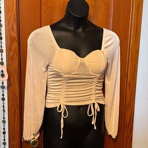 Elegant Cream Ruched Women's Top